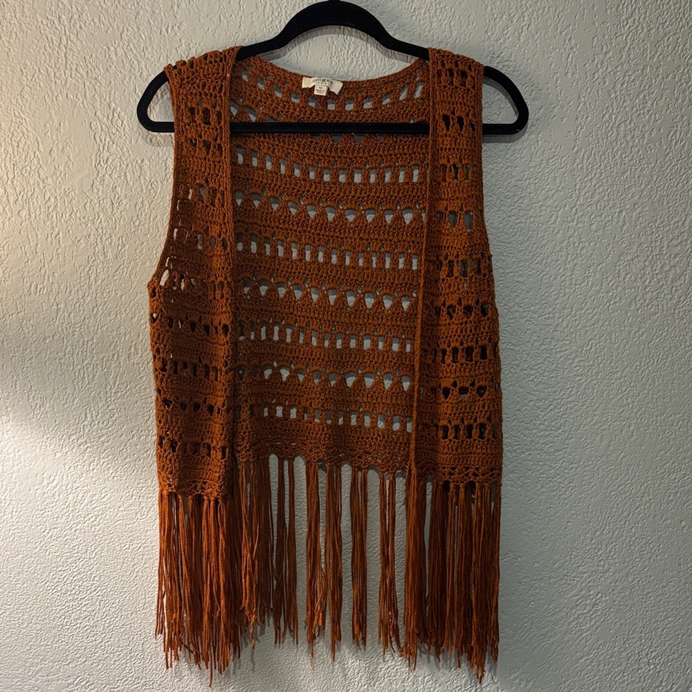 Crochet Fringe Vest in Rust